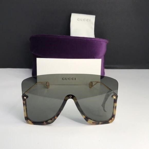 Authentic Gucci GG0540S 002 Havana Grey Shield Sunglasses – New 🔥 - Picture 6 of 11